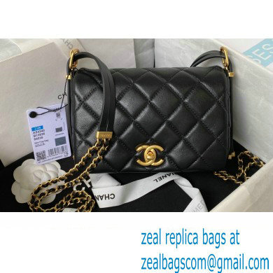 Chanel Lambskin & Gold-Tone Metal Mini Flap Bag AS4340 Black 2023